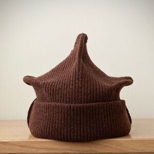 joodito origami crown 100% merino wool sweater hat winter beanie cap dark brown